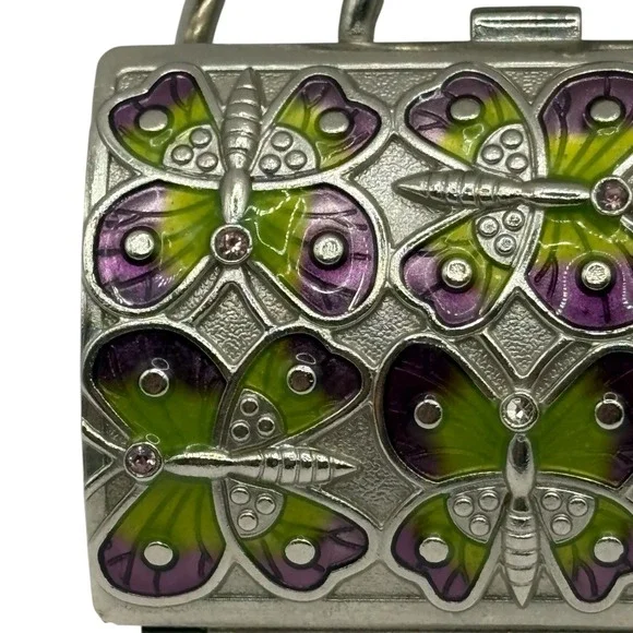Neiman Marcus Butterfly Metal Purse Keychain Fob Pill Trinket Box Judith Leiber - Picture 9 of 16